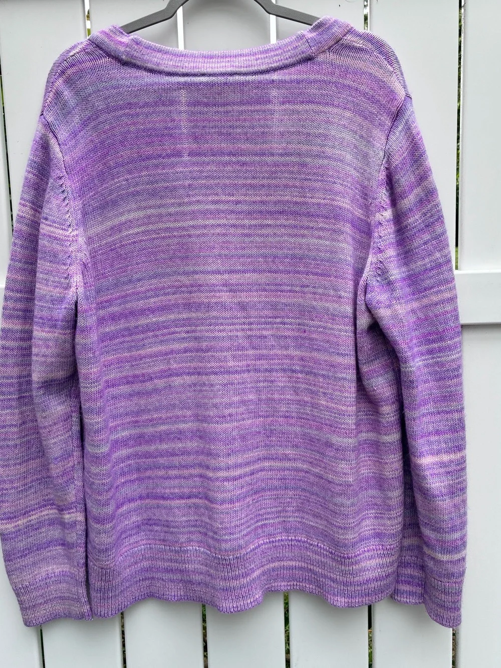 Talbots Lavender-Pink Marled V-Neck Button Cardigan